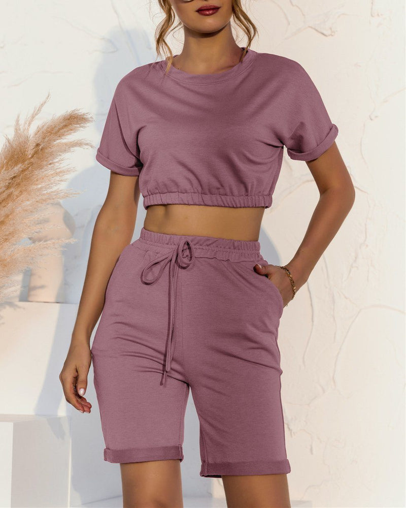 Day To Chill Crop Two-Piece Sets - Lotus ShellyBeauty 