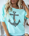 Day To Cozy Printed Pullover Tee - Turquoise ss-tops oh!My Lady 