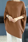 Solid Color Loose Knit Bat Sleeve Sweater