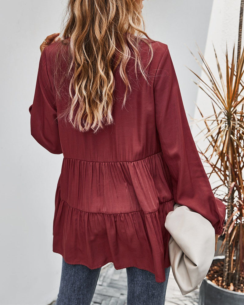 Dreaming of You V-Neck Shirt - Burgundy Dresses oh!My Lady 