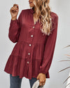 Dreaming of You V-Neck Shirt - Burgundy Dresses oh!My Lady 