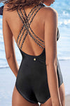 Solid Color One-Piece Halter Swimsuit