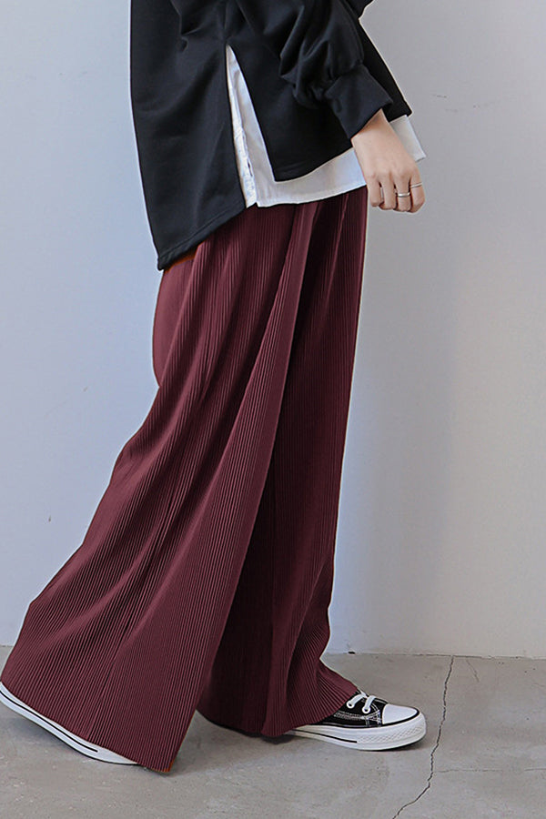 Solid Color Loose Slacks (Fit 99 To 165lbs)