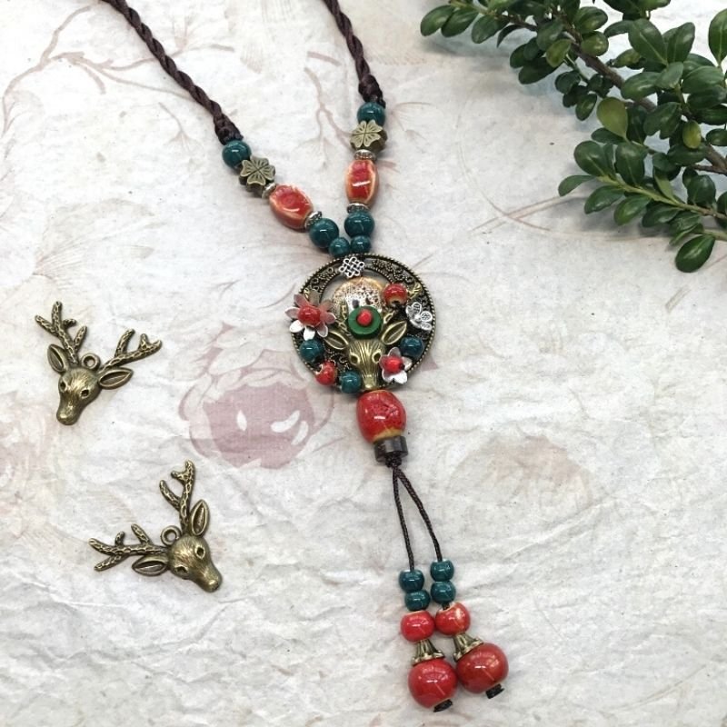 Handmade Elk Ceramic Necklace（Adjustable Length）