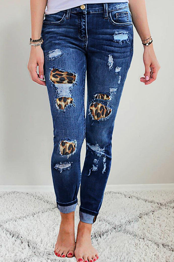 Retro Style Ripped Jeans