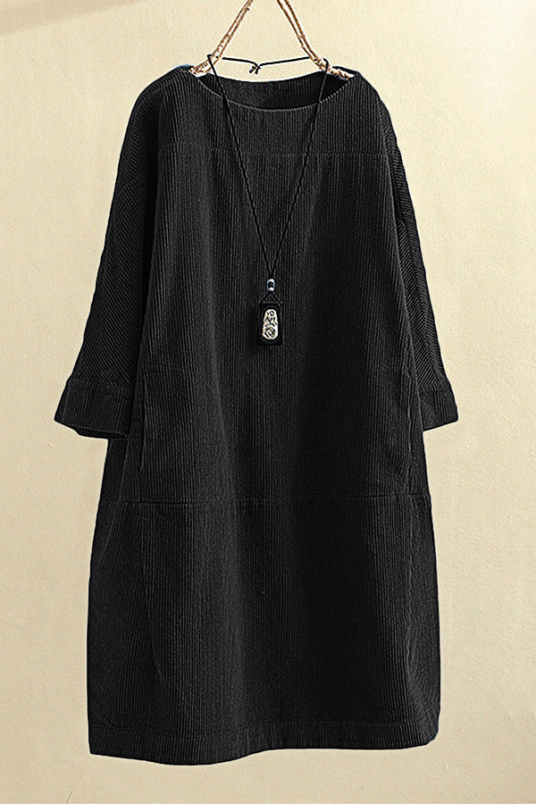 Corduroy Solid Color Loose Dress