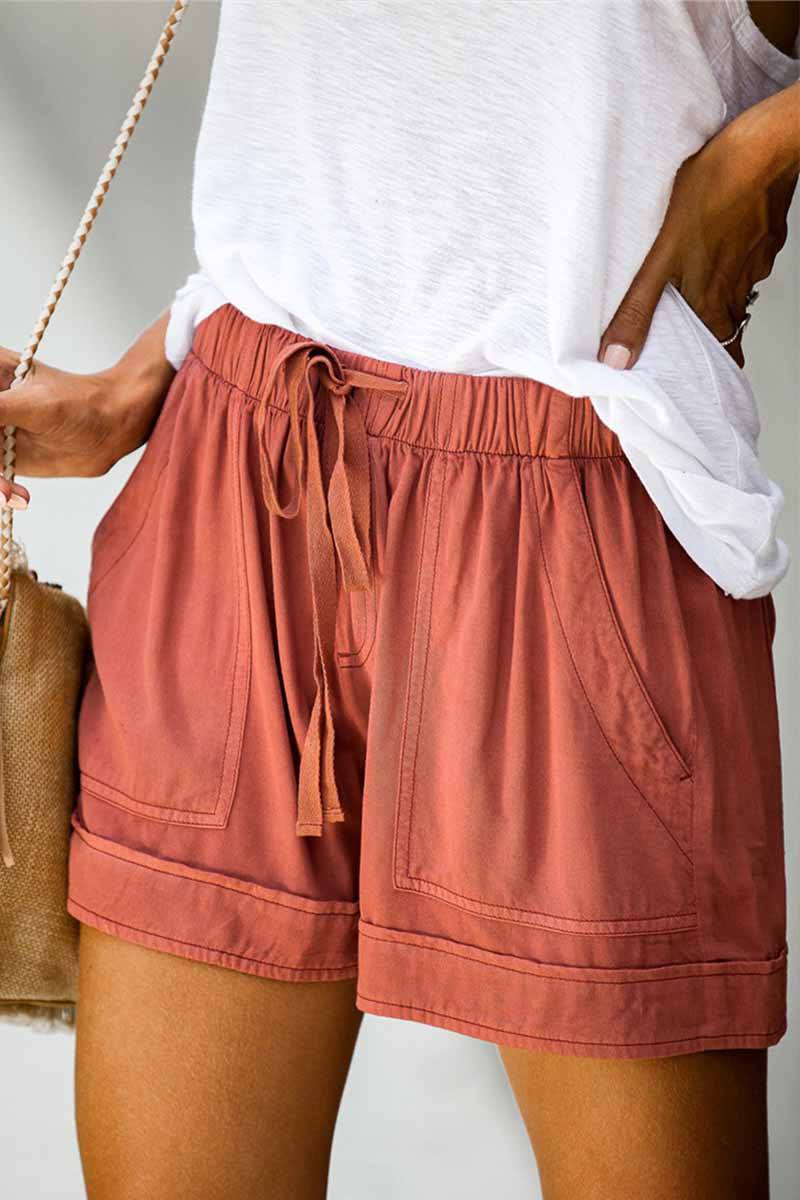 Elastic High Waist Adjustable Shorts ohmylady/Shorts OML S Orange 