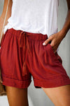 Elastic High Waist Adjustable Shorts ohmylady/Shorts OML S Red 