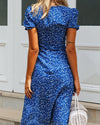 Empire Floral Print Split Midi Dress - Blue ss-dresses oh!My Lady 