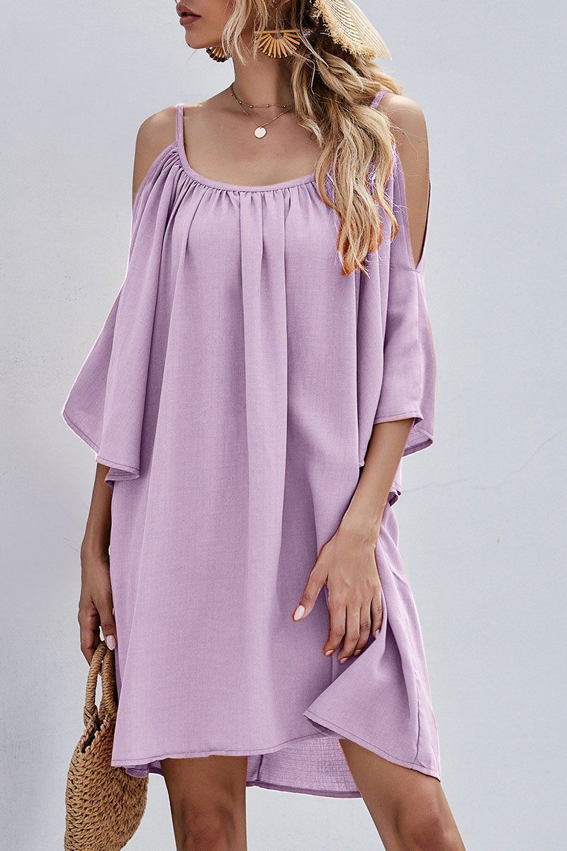 Fashion Casual Solid Hollowed Out Spaghetti Strap Princess Dresses ohmylady/Dresses OML Purple S 