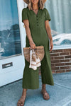 Fashion Sexy Solid V Neck Straight Jumpsuits ohmylady/Set OML Green S 