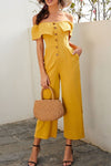 Fashion Street Solid Split Joint Off the Shoulder Loose Jumpsuits ohmylady/Set OML Yellow S 