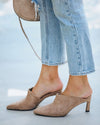 Faux Suede Kitten Heel Mule - Taupe oh!My Lady 