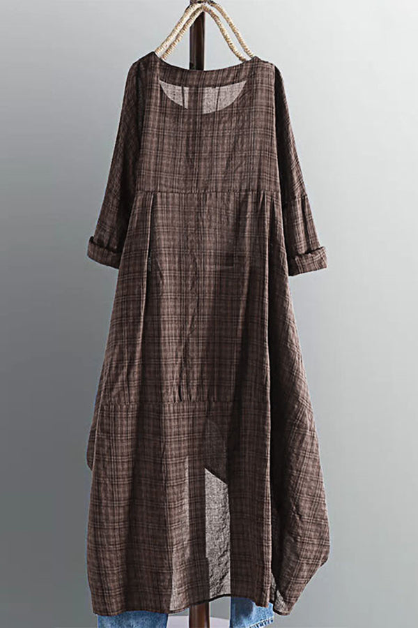 Casual Plaid Stitching Dress