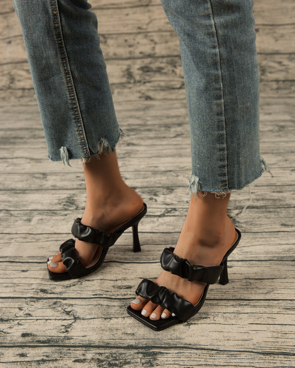 Feeling Chic Square Toe High Heel Sandals - Black Sandals oh!My Lady 
