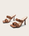 Feeling Chic Square Toe High Heel Sandals - Brown Sandals oh!My Lady 