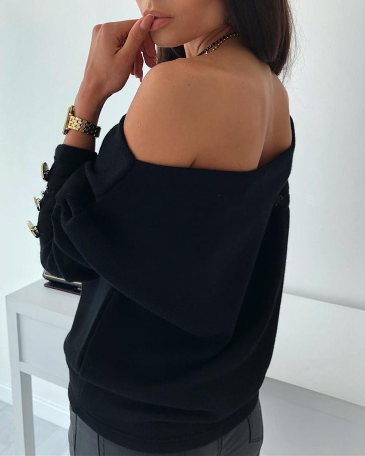 Find Your Inspiration Off the Shoulder Sweater - Black ss-tops oh!My Lady 