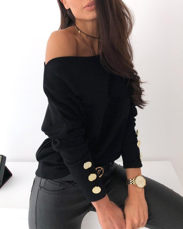 Find Your Inspiration Off the Shoulder Sweater - Black ss-tops oh!My Lady 