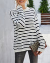 Finding Comfort Striped Oversized Sweater - White Sweaters oh!My Lady 