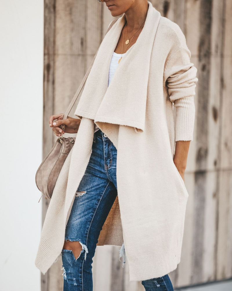 Fireside Pocketed Knit Cardigan - Oatmeal oh!My Lady 