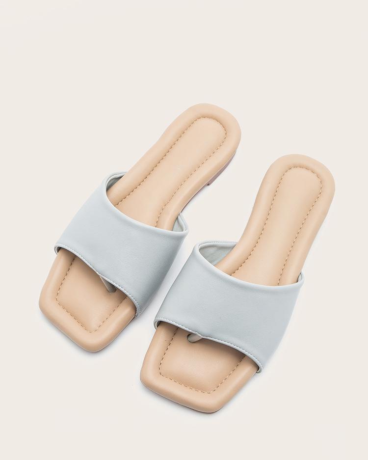 Flat Flip Flops Sandals - Light Blue ShellyBeauty 