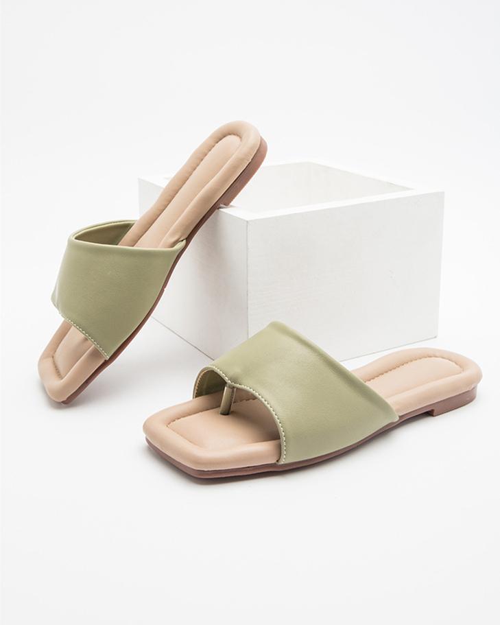 Flat Flip Flops Sandals - Light Green ShellyBeauty 