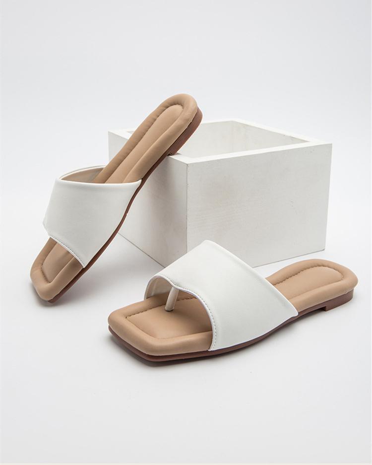 Flat Flip Flops Sandals - White ShellyBeauty 