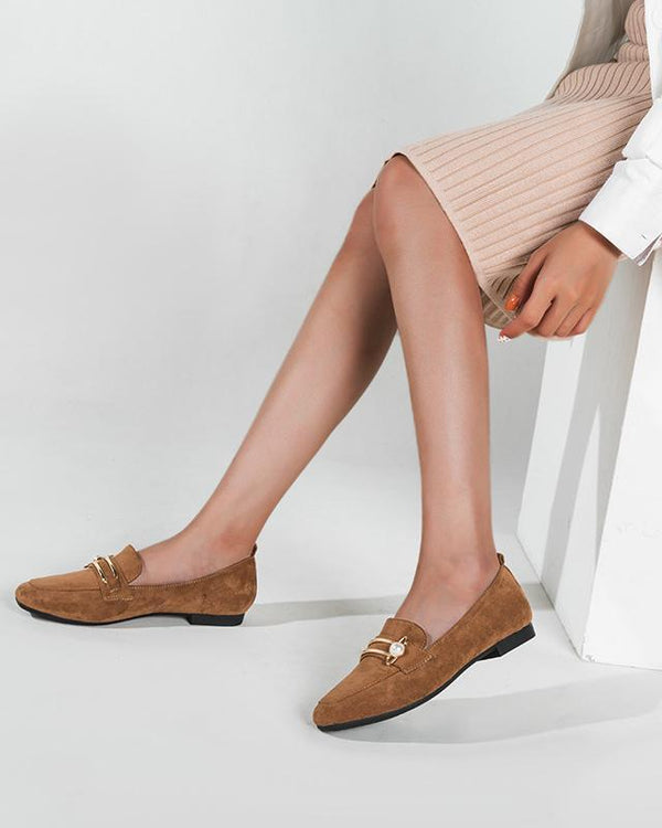 Flat Loafers With Metal Decor - Brown Sandals oh!My Lady 