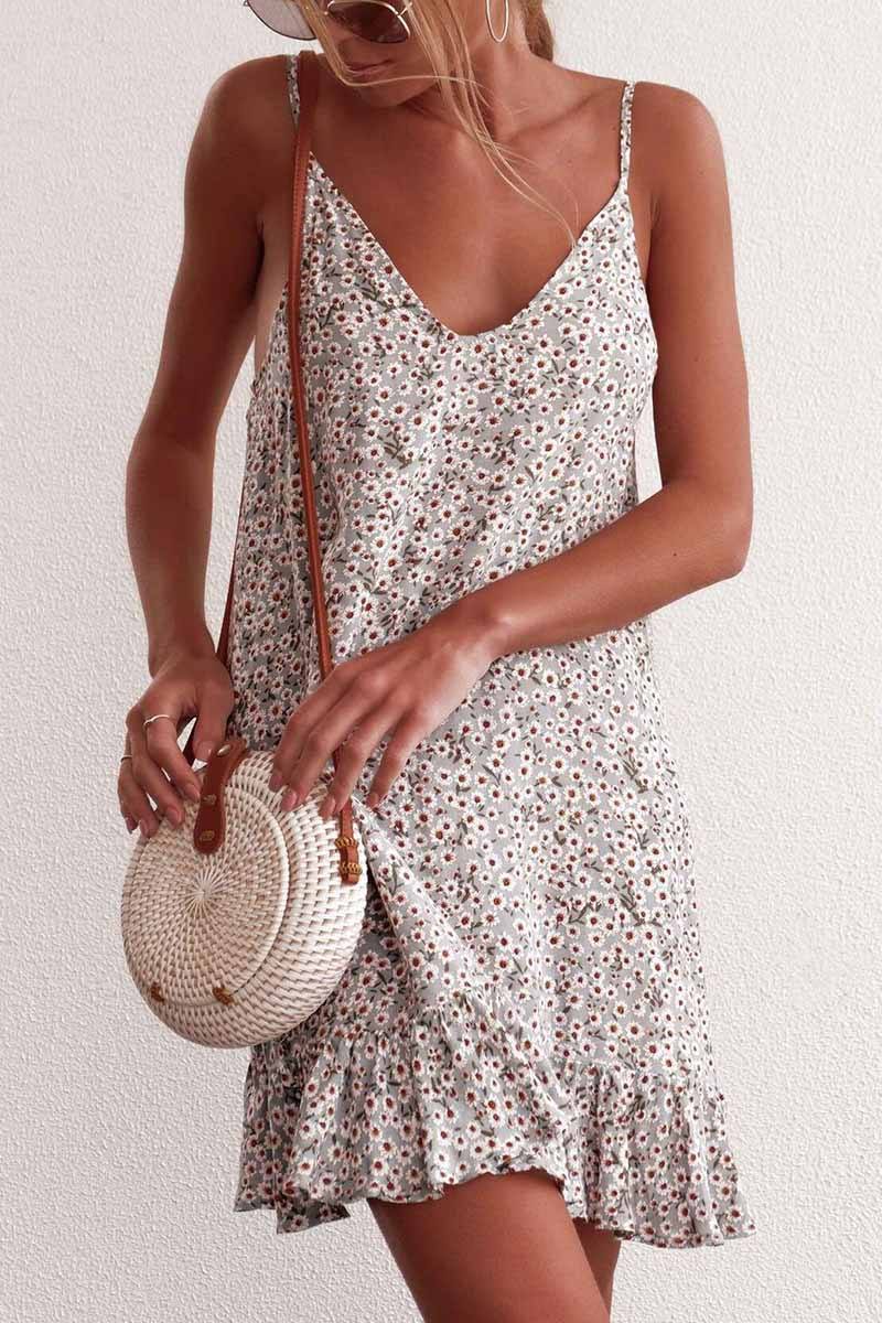 Floral Print Mini Dress ohmylady/Dresses OML S White 