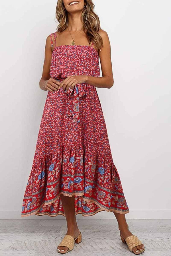 Flower Print Midi Dress( 3 colors) ohmylady/Dresses OML S Red 