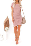 Francesca Short Sleeve Ruched Knit Dress - Pink ss-VCC - t1 OML 