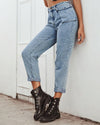 Free People High-Waisted Cargo Jeans - blue oh!My Lady 