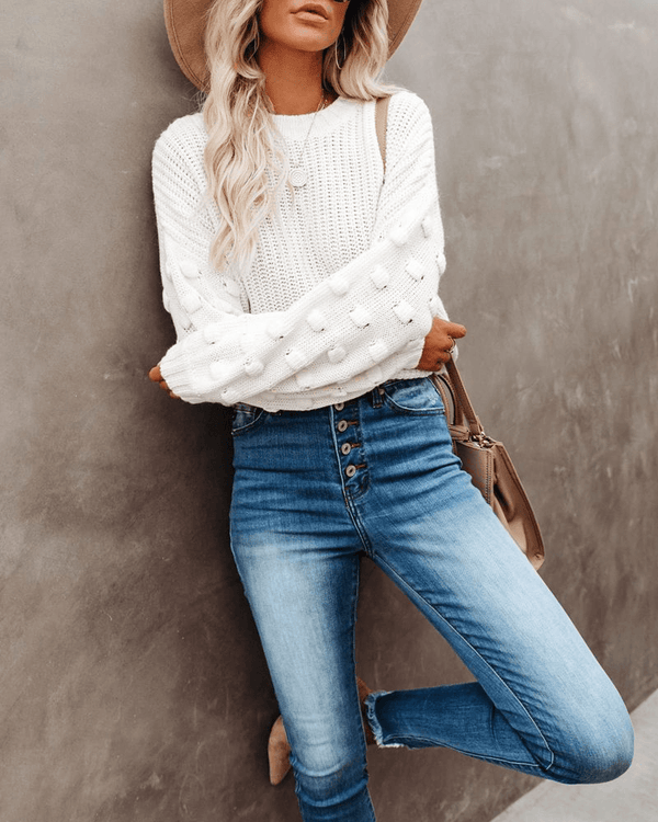 Full Of Cheer Cropped Knit Sweater - Ivory oh!My Lady 