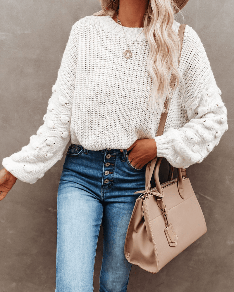 Full Of Cheer Cropped Knit Sweater - Ivory oh!My Lady 