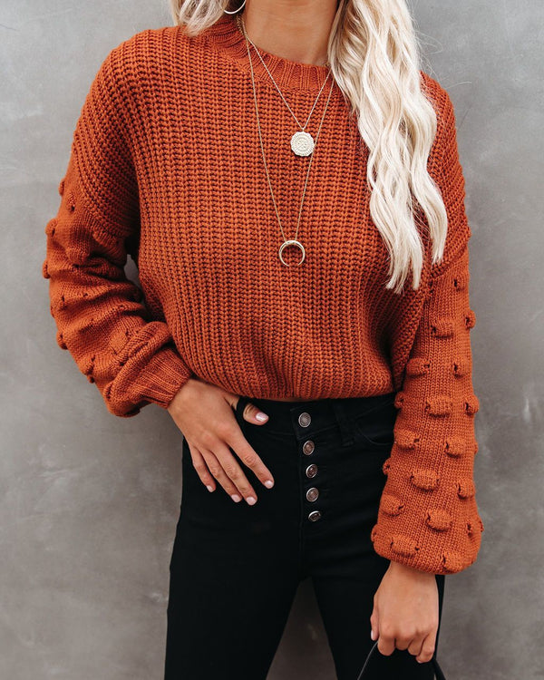 Full Of Cheer Cropped Knit Sweater - Rust oh!My Lady 