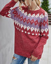 Geometric Knit Sweater - Red oh!My Lady 