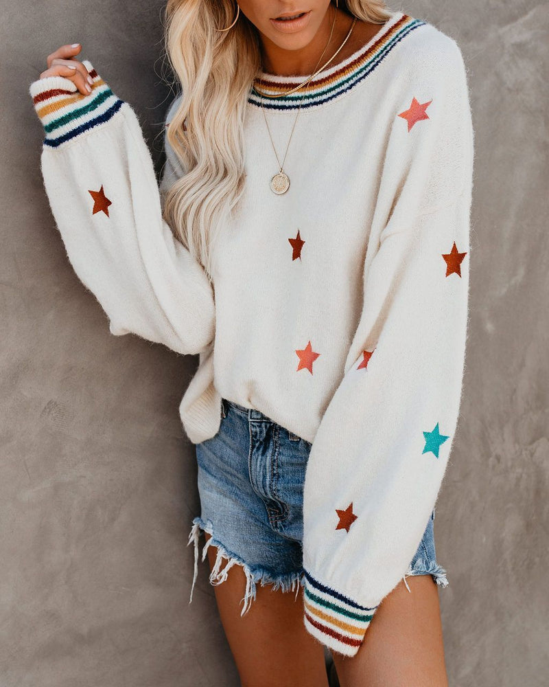 Hearst Star Embroidered Knit Sweater Sweaters oh!My Lady 