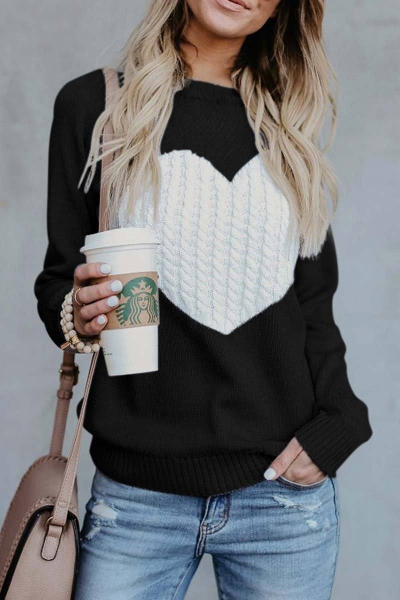 Heart Shaped Sweater 4 Colors Florcoo/Sweater OML S Black 