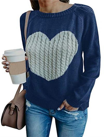 Heart Shaped Sweater 4 Colors Florcoo/Sweater OML S Blue 