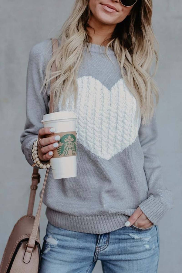 Heart Shaped Sweater 4 Colors Florcoo/Sweater OML S Gray 
