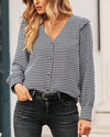 Here With You Houndstooth V-neck Single-Breasted Shirt ShellyBeauty 