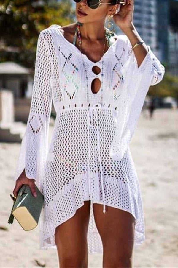 Hollow Knitted Beach Cover-up(4 colors) ohmylady/Swimwear - x OML Free Size White 