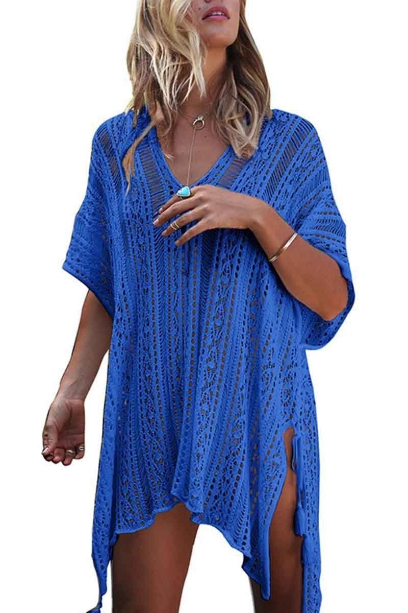 Hollow Knitted Sunscreen Swimwear Cover-up(4 colors) ohmylady/Swimwear OML Free Size Blue 