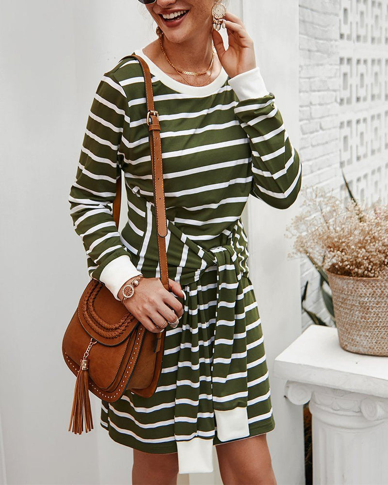 In The Moon Knit Striped Dress - ArmyGreen oh!My Lady 