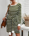 In The Moon Knit Striped Dress - ArmyGreen oh!My Lady 