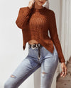 Irregular Hollow High Stretch Sweater - Brown oh!My Lady 