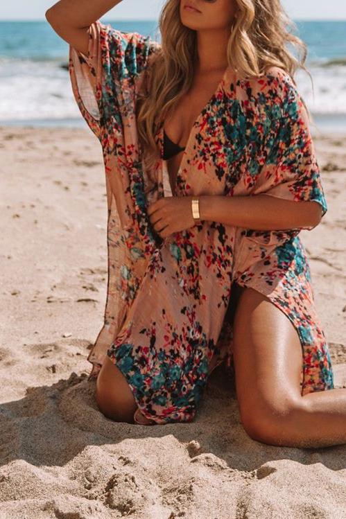 It Just Blooms Kimono - Nude/ Teal ss-vcc-a3 OML 