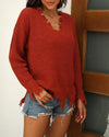 It's So Sweet Cozy Knit Pullover Sweater - Rust Red ShellyBeauty 
