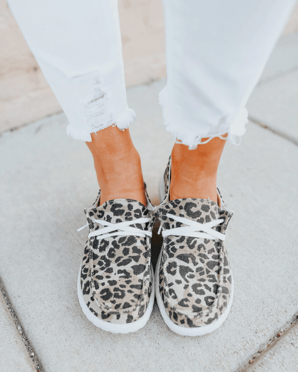 Jazz Canvas Leopard Boat Shoes oh!My Lady 