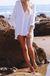 Jeanette Button Down Tunic Top - White ss-vcc-a1 OML 